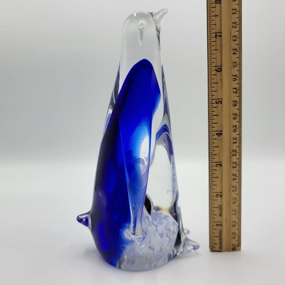 Vintage Art Glass Paperweight Penguin Figurine With Penguins Inside 8" Tall - Picture 13 of 13
